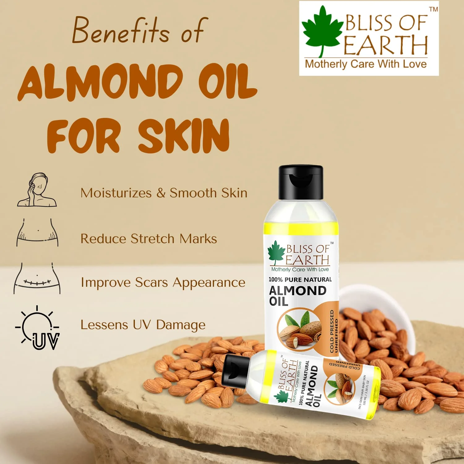 Bliss of Earth 100% Natural Pure Sweet Almond Oil 100ML - Image 3